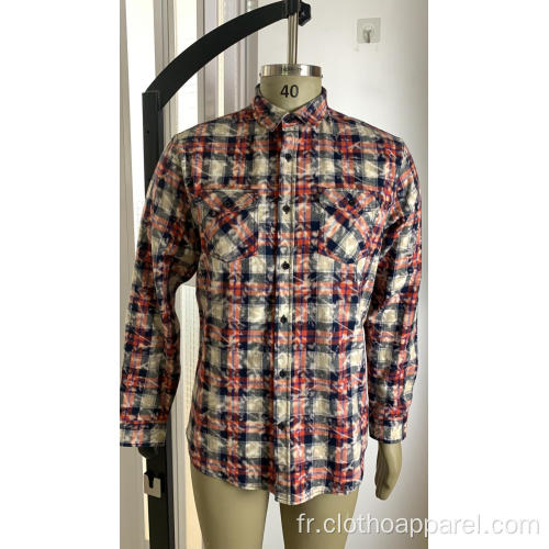 Chemise homme en flanelle à double poche 100% coton